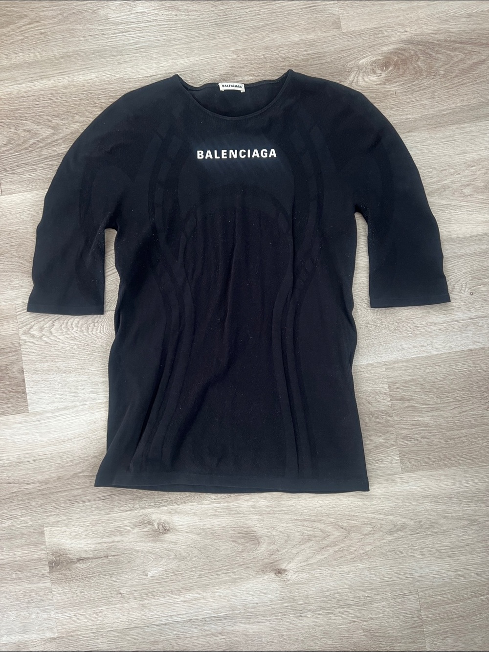 Balenciaga Black Ribbed Logo Tee